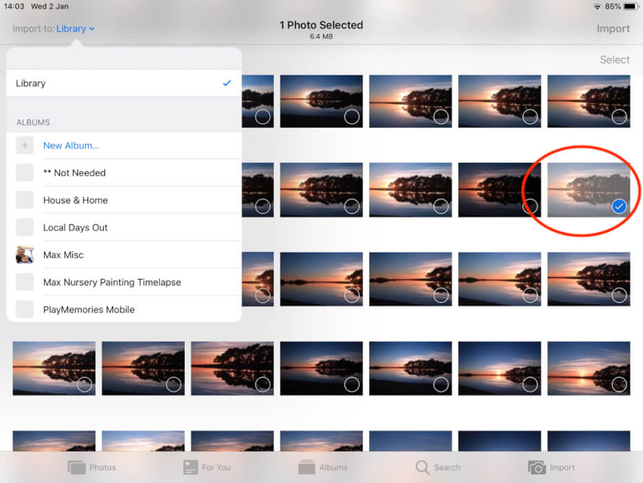 Getting photos from camera to Lightroom mobile on the iPad